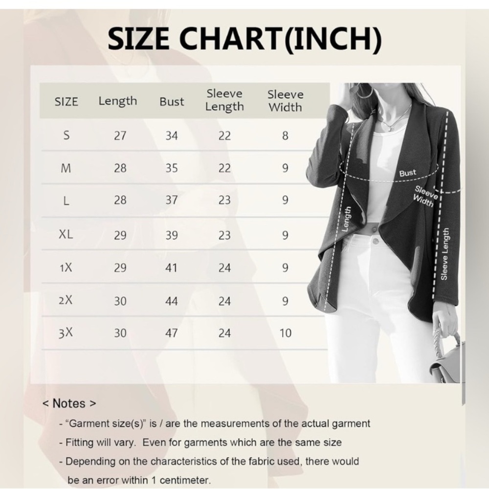 DOUBLJU Classic Draped Open Front Blazer Jackets for Womens with Plus Size - Picture 5 of 5